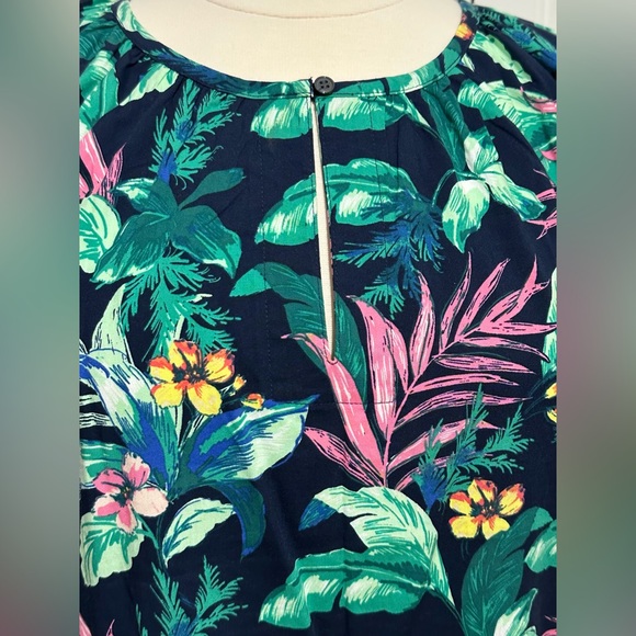 LOFT 2-Piece Set Cap Sleeve Top Sz Petite M & Wide Leg Pants Sz L Tropical NWT - Picture 4 of 16